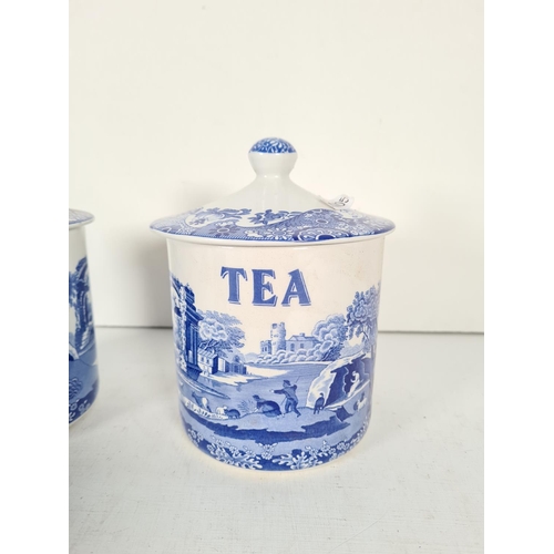 504 - Five pieces of Spode china to include three Italian design storage canisters and two blue room colle... 