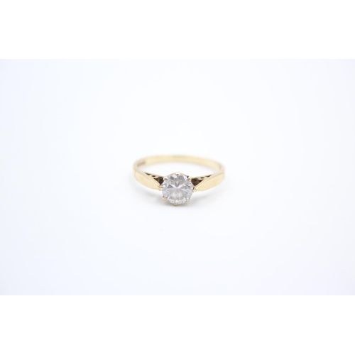 104 - A 9ct gold CZ solitaire ring - approx. gross weight 1.8 grams