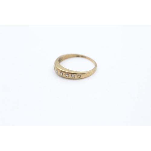 142 - A 9ct gold half eternity gemstone ring, size L - approx. gross weight 1.5 grams