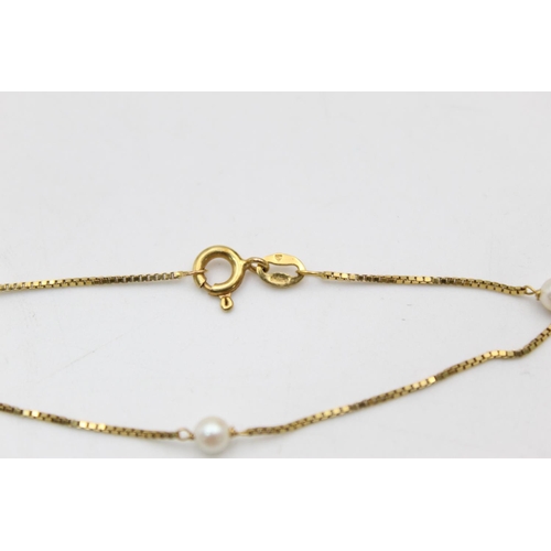 170 - A 9ct gold pearl bracelet - approx. gross weight 1.1 grams