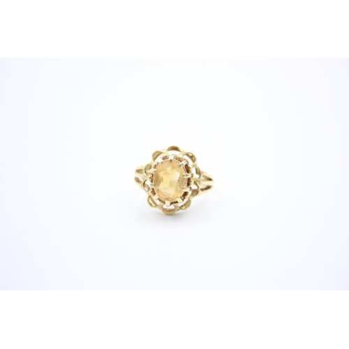 18 - A modernist 9ct gold textured citrine cocktail ring - approx. gross weight 3.5 grams