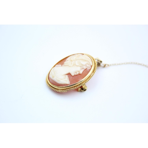 203 - A 9ct gold cameo brooch/pendant - approx. gross weight 4.6 grams