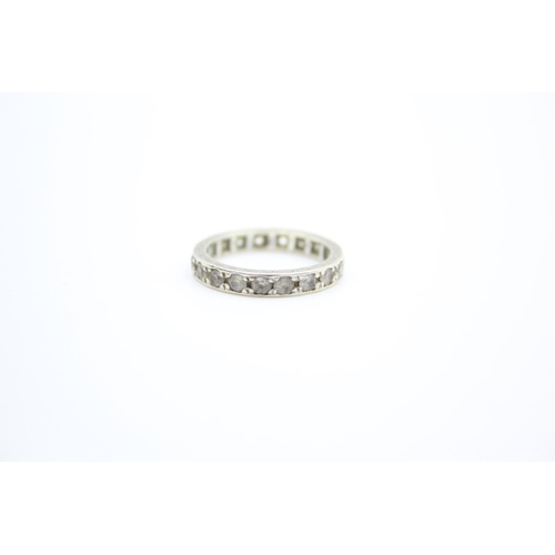 241 - A 9ct white gold gemstone full eternity ring - approx. gross weight 2 grams