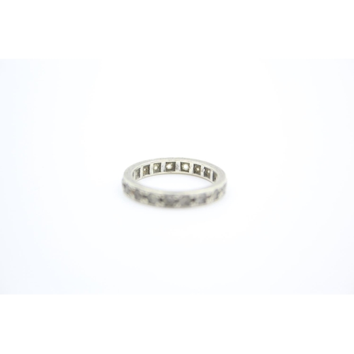 241 - A 9ct white gold gemstone full eternity ring - approx. gross weight 2 grams