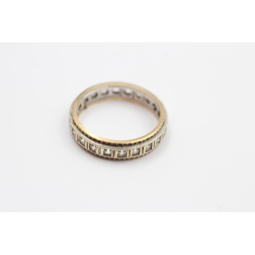 242 - A 9ct gold bicolour gemstone full eternity ring - approx. gross weight 3.8 grams