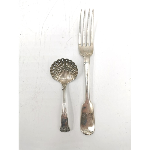 385 - Two pieces of hallmarked sterling silver cutlery, Victorian London silver fork by Henry Holland, dat... 