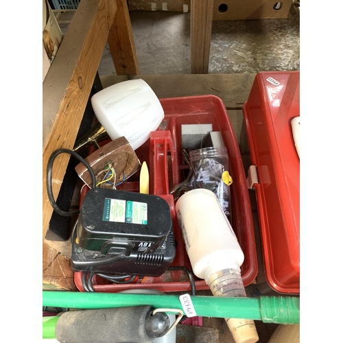 1601 - A large mixed lot to include a Dewalt DW907 12V cordless drill with battery & charger, glazed terrac... 