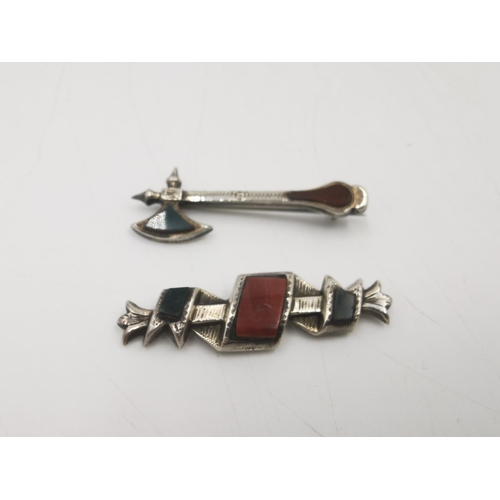 257 - Five various sterling silver pin brooches, Siam sterling sailing ship, 1950s Erik Thimann of Denmark... 