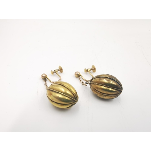 260 - Three pairs of yellow metal drop earrings, one pair of 9ct gold coral - approx. gross weight 2 grams... 