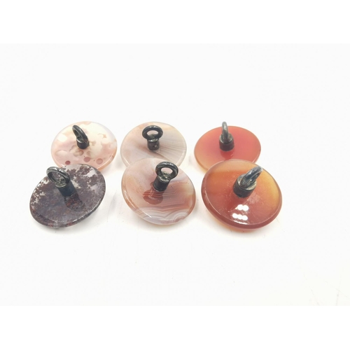 270 - A set of six cased Victorian agate buttons