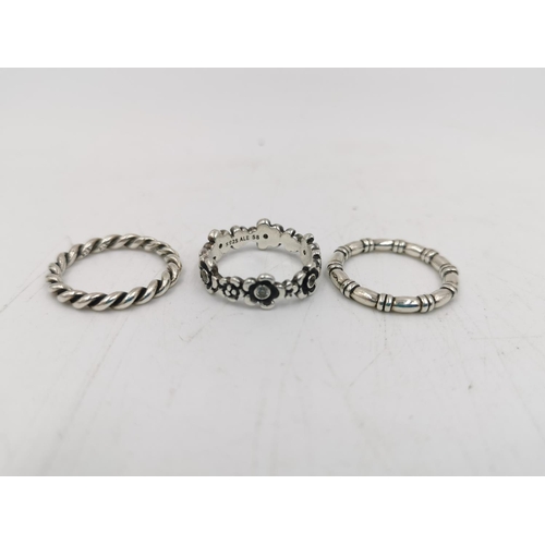 277 - Five Pandora .925 silver rings, four size 58 and one size 54 - approx. gross weight 14.9 grams