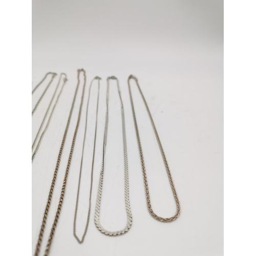 278 - Ten pieces of .925 silver jewellery, eight necklaces and two chain bracelets - approx. gross weight ... 