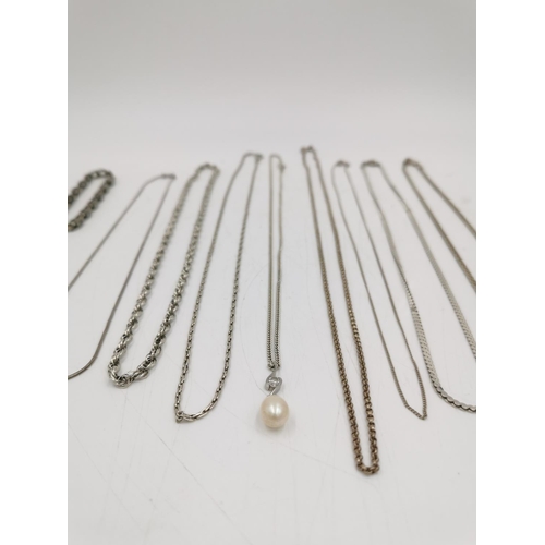 278 - Ten pieces of .925 silver jewellery, eight necklaces and two chain bracelets - approx. gross weight ... 