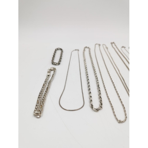 278 - Ten pieces of .925 silver jewellery, eight necklaces and two chain bracelets - approx. gross weight ... 