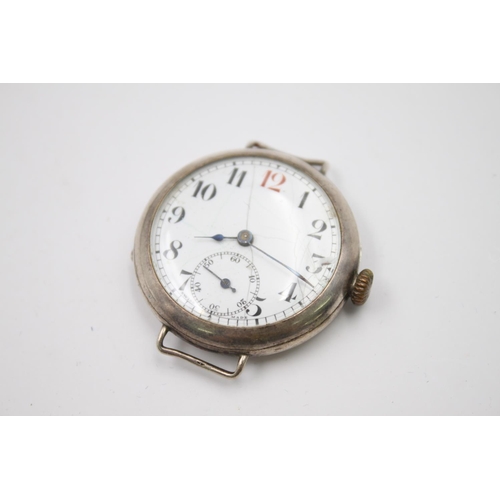 297 - Two vintage .925 silver cased gents trench style watches to include one watch head and one wristwatc... 