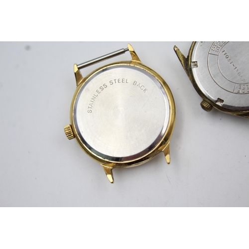 300 - Five assorted vintage gold tone gents watch heads to include Accurist, Paul Jobin etc.