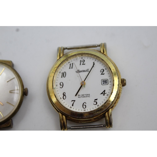 300 - Five assorted vintage gold tone gents watch heads to include Accurist, Paul Jobin etc.