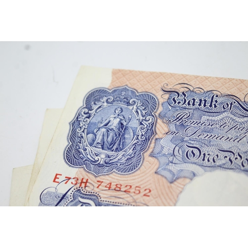 323 - Five Bank of England One Pound bank notes issued by Chief Cashier Peppiatt with prefix letters A-E