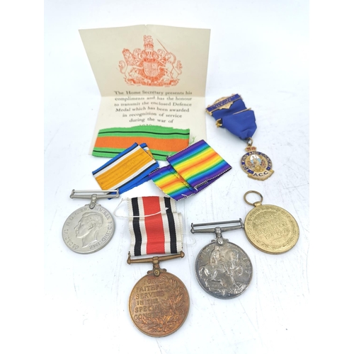 343 - Five various medals, The Defence Medal, 1914-18 silver British War Medal presented to GS-67562 PTE A... 