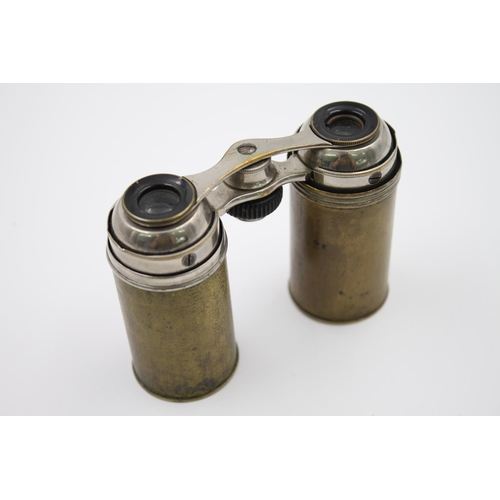 348 - A pair of 19th century French brass folding field binoculars with impressed Bte. SGDG mark