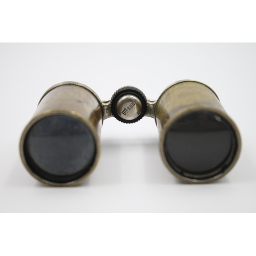 348 - A pair of 19th century French brass folding field binoculars with impressed Bte. SGDG mark