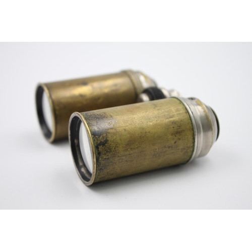 348 - A pair of 19th century French brass folding field binoculars with impressed Bte. SGDG mark