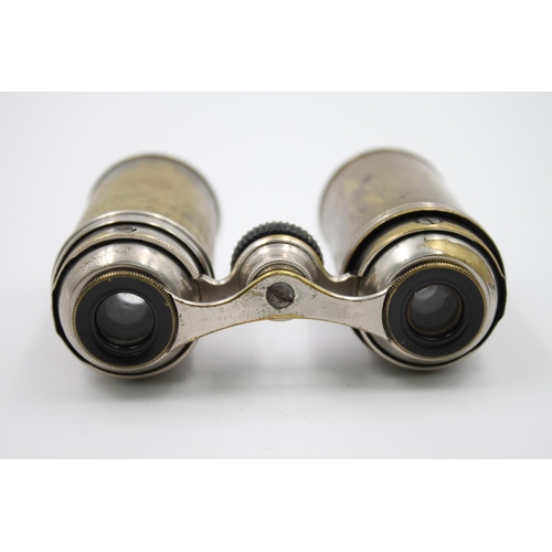 348 - A pair of 19th century French brass folding field binoculars with impressed Bte. SGDG mark