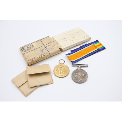 360 - A boxed WWI medal pair with box, pockets and ribbons presented To 175936 GNR P.Low R.A