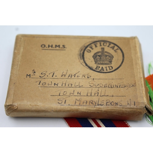 361 - Three various boxed medals, one WWII War medal, one WWII Defence medal and one Women's Voluntary ser... 