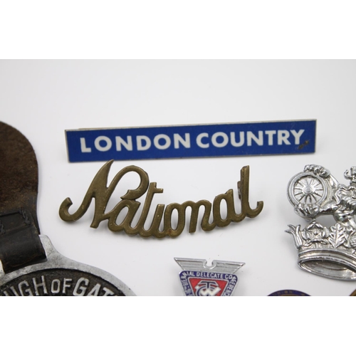 362 - A collection of vintage transport badges to include British Railway, National Bus etc.