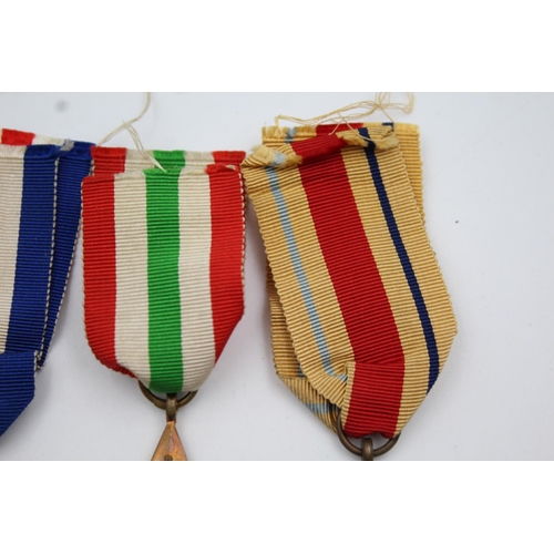 363 - Five WWII Stars with original ribbons to include Burma, France, Germany and Africa