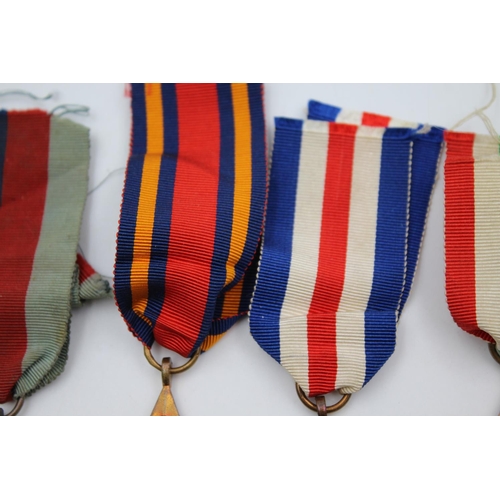 363 - Five WWII Stars with original ribbons to include Burma, France, Germany and Africa