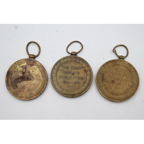 366 - Three WWI Victory medals, one presented to 24768 Pte J.W Potter of Royal West Kent, one presented to... 