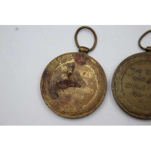 366 - Three WWI Victory medals, one presented to 24768 Pte J.W Potter of Royal West Kent, one presented to... 