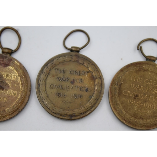 366 - Three WWI Victory medals, one presented to 24768 Pte J.W Potter of Royal West Kent, one presented to... 