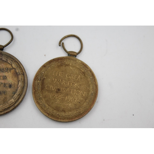 366 - Three WWI Victory medals, one presented to 24768 Pte J.W Potter of Royal West Kent, one presented to... 