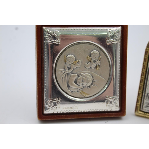 404 - Two stamped .925 silver decorative pictures - approx. gross weight 49 grams