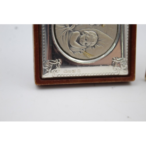 404 - Two stamped .925 silver decorative pictures - approx. gross weight 49 grams