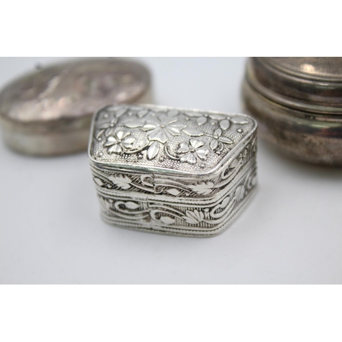 406 - Three .800 & .925 silver pill/trinket boxes - approx. gross weight 45 grams