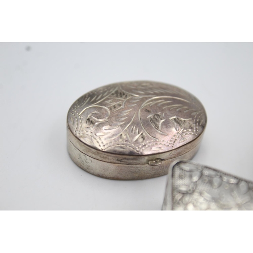 406 - Three .800 & .925 silver pill/trinket boxes - approx. gross weight 45 grams