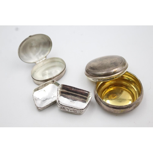 406 - Three .800 & .925 silver pill/trinket boxes - approx. gross weight 45 grams