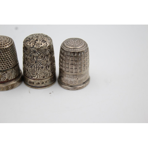 423 - Six assorted hallmarked sterling silver thimbles to include Charles Horner - approx. gross weight 21... 