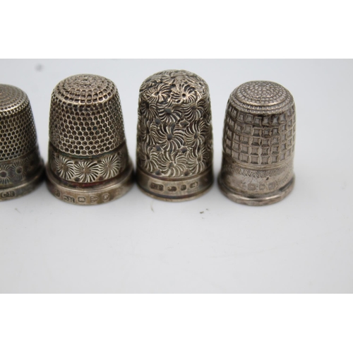 423 - Six assorted hallmarked sterling silver thimbles to include Charles Horner - approx. gross weight 21... 