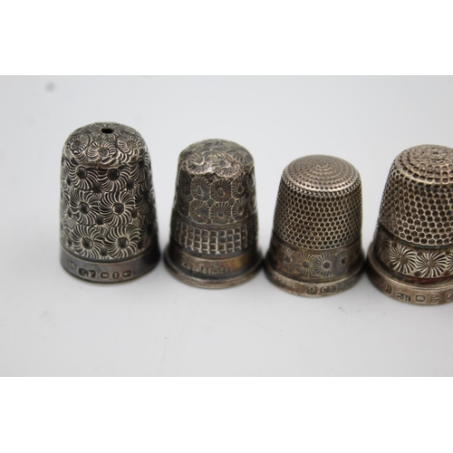 423 - Six assorted hallmarked sterling silver thimbles to include Charles Horner - approx. gross weight 21... 