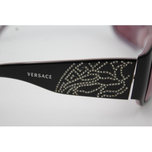 437 - A pair of Versace oversize black framed ladies sunglasses with case