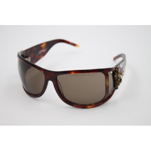 443 - A pair of Ed Hardy tortoiseshell effect oversize ladies sunglasses with case