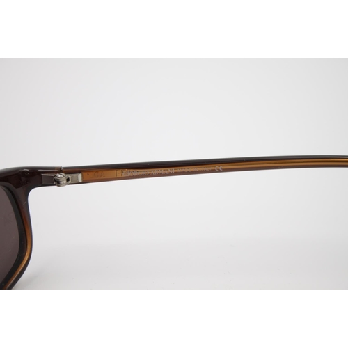 448 - A pair of Giorgio Armani classic unisex brown framed rectangular fashion sunglasses