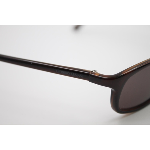 448 - A pair of Giorgio Armani classic unisex brown framed rectangular fashion sunglasses