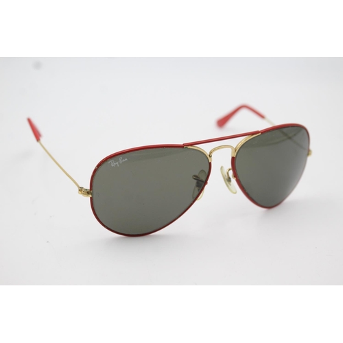 450 - A pair of Bausch & Lomb Ray-Ban red framed Aviator sunglasses with case