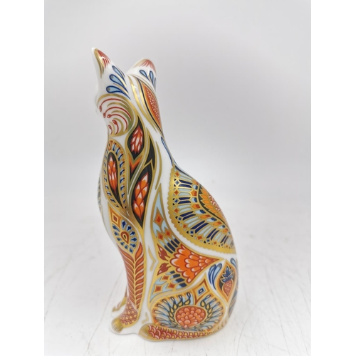 461 - A Royal Crown Derby Siamese cat paperweight with gold stopper - approx. 13.5cm high